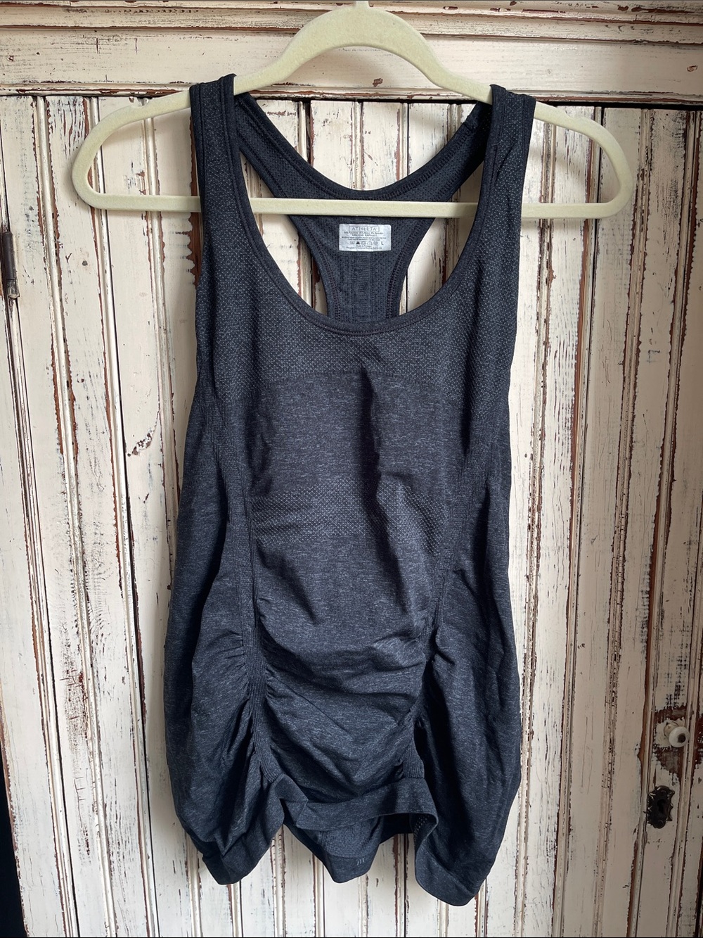 Athleta Charcoal Lightweight Ruched Racerback Tank Top